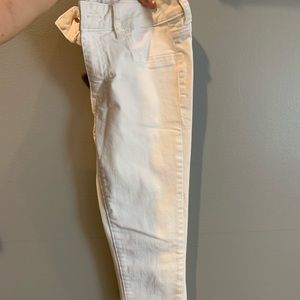full length super stretch white jeans